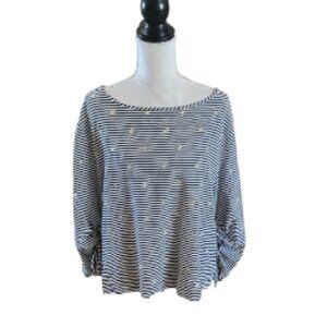 Nanette Lepere Black and White 3/4 Sleeves with Gold Stars in Size L